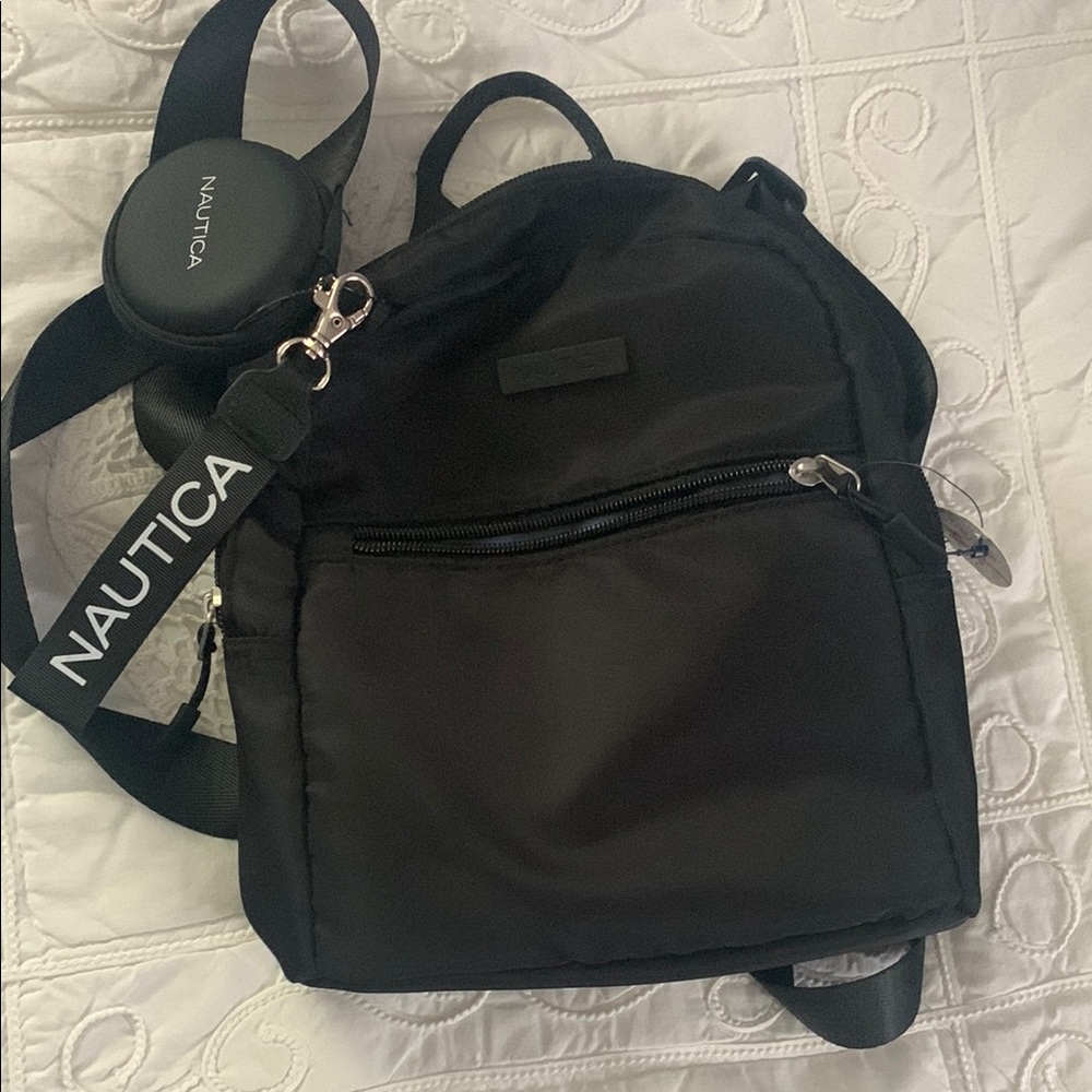 Nautica Black Kids Backpack with Logo Strap mini size